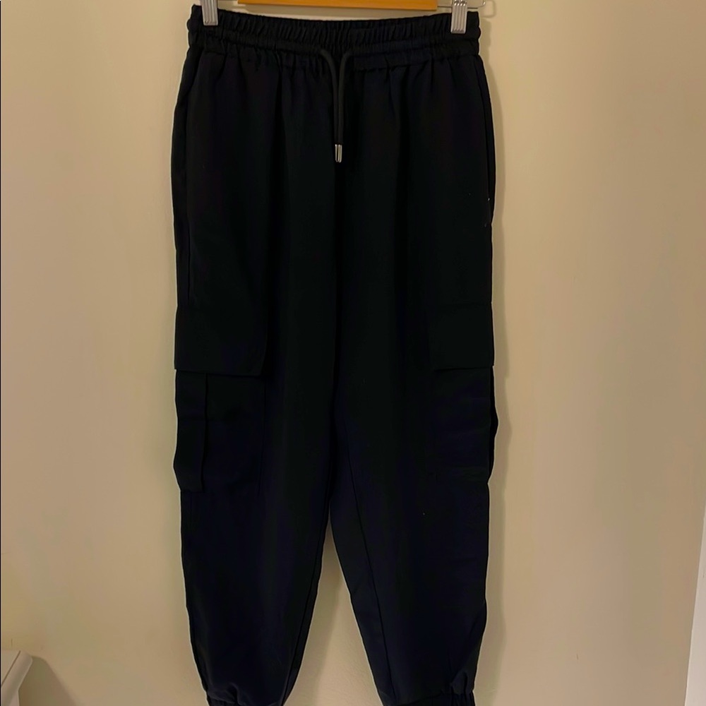 Zara Black Cargo Pants with Elastic Waistband
